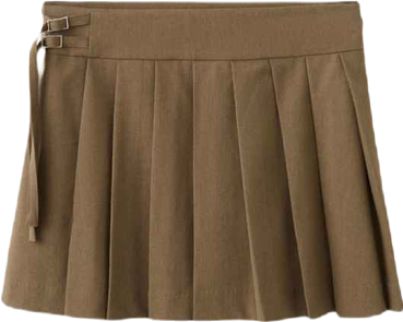 Women's Buckles Short Pleated Skirt