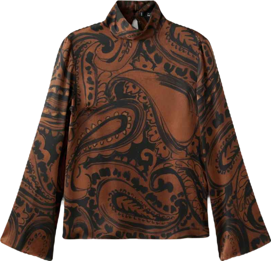 Women's Paisley-Print Satin Blouse