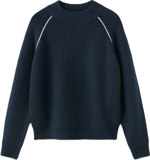 Women's Contrasting Stripes and Perkins Collar Sweater