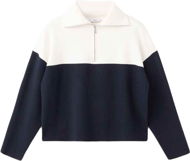 Women's Bicolor High Collar Sweater