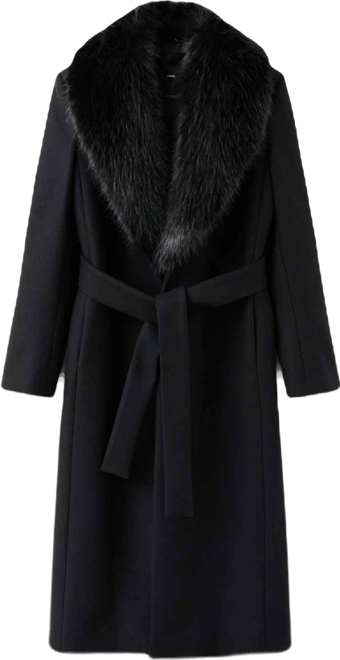 Women's Fur Collar Manteco Wool Coat