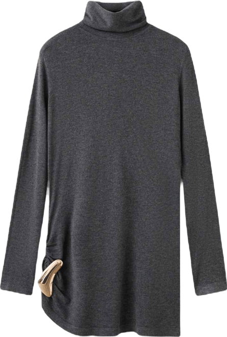 Women's Brooch Turtleneck Sweater