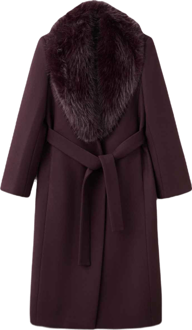 Women's Fur Collar Manteco Wool Coat
