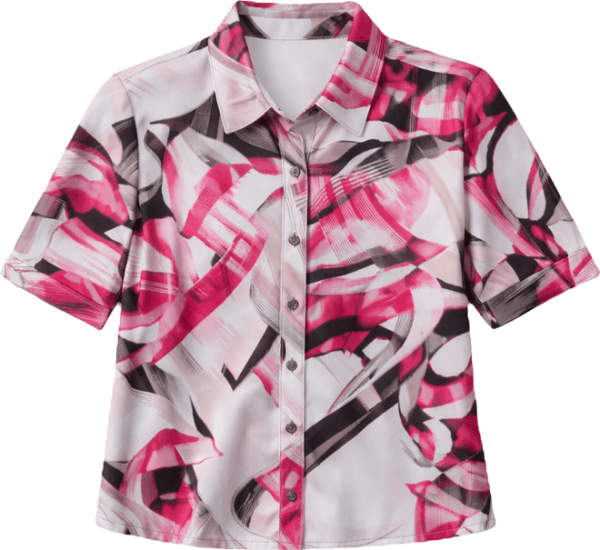 Women's Geometric Print Collared Shirt
