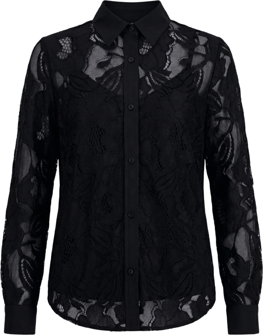 Women's Floral-Lace Button-Front Shirt