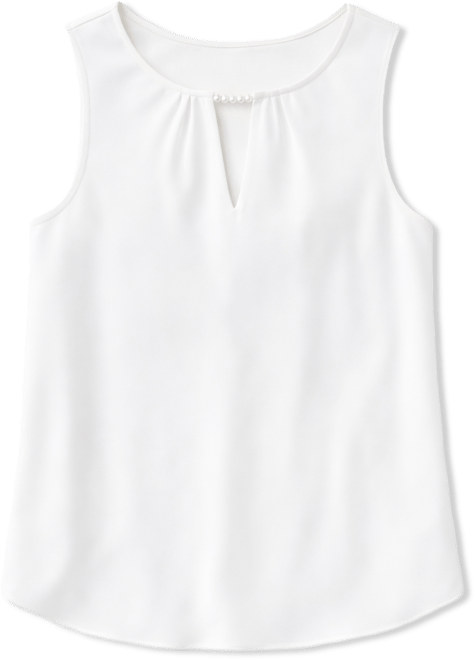 Women's Sleeveless Keyhole-Neck Top with Pearl Detail, Regular & Petite