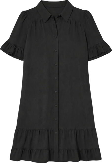 Women's Double Ruffle Sleeve Collared Mini Dress