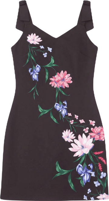 Women's Bow Strap Detail V-Neck Mini Dress