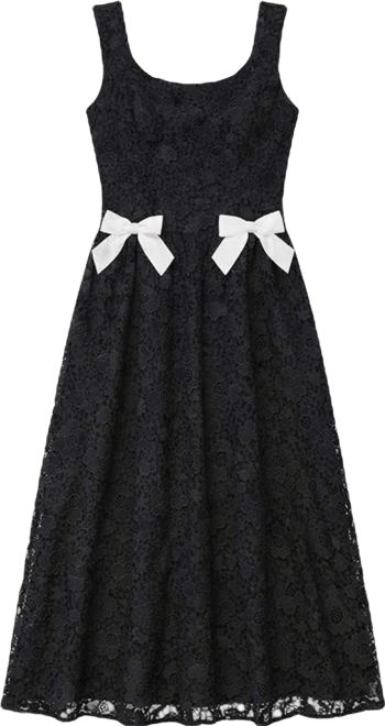 Women's Wide Strap Princess Scoop Neck Midi Dress