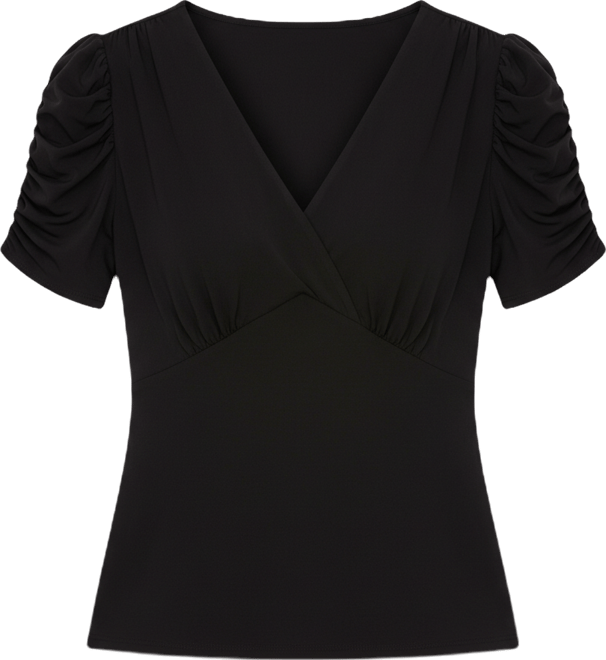 Women's V-Neck Puff-Sleeve Top