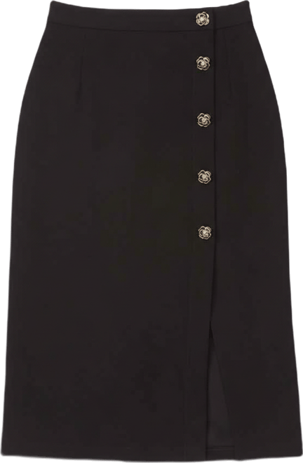 Women's Waterfall Button Detail Midi Skirt