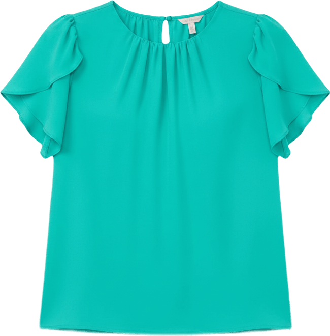 Women's Tulip Short-Sleeve Shirred Crewneck Top