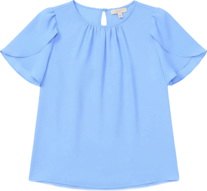 Women's Tulip Short-Sleeve Shirred Crewneck Top