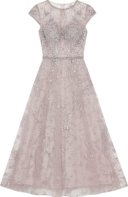 Women's Embellished High Neck Cap Sleeve A Line Dress