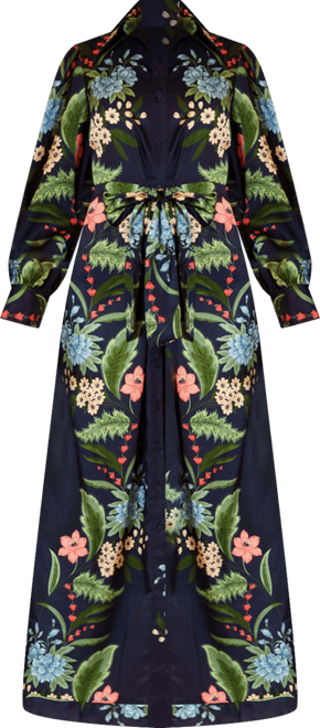 Women's Long-Sleeve Collared Maxi Shirt Dress