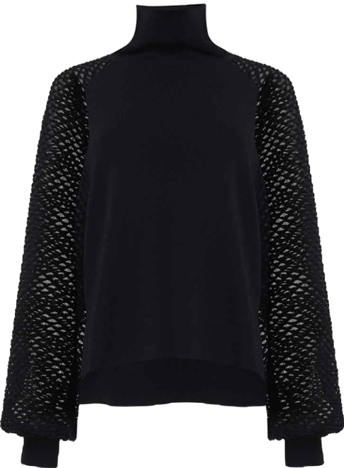 Women's Mesh Sleeve Knitted Sweater