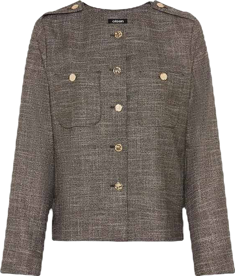 Women's Collarless Sparkle Jacket with Gold Buttons