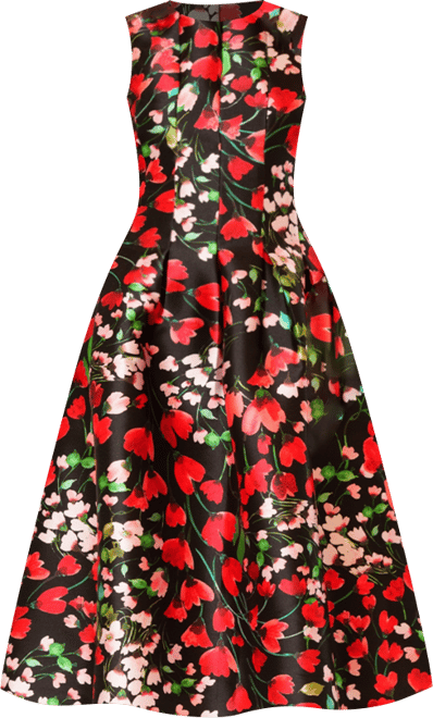 Women's Sleeveless Crew Neck Floral Midi Dress