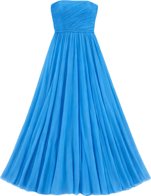 Women's Strapless Chiffon Gown With Braided Belt