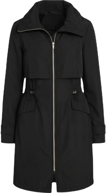 Women's Zip Up Trench Coat With Stow Away Hood