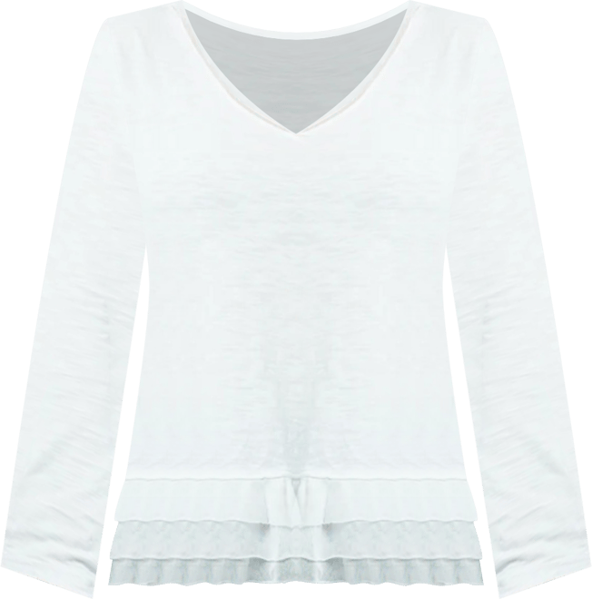 Women's V-Neck Mixed Media Long Sleeve