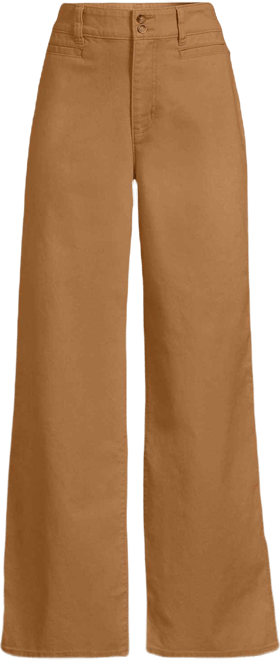 Women's Petite Stretch Canvas High Rise Wide Leg Pants