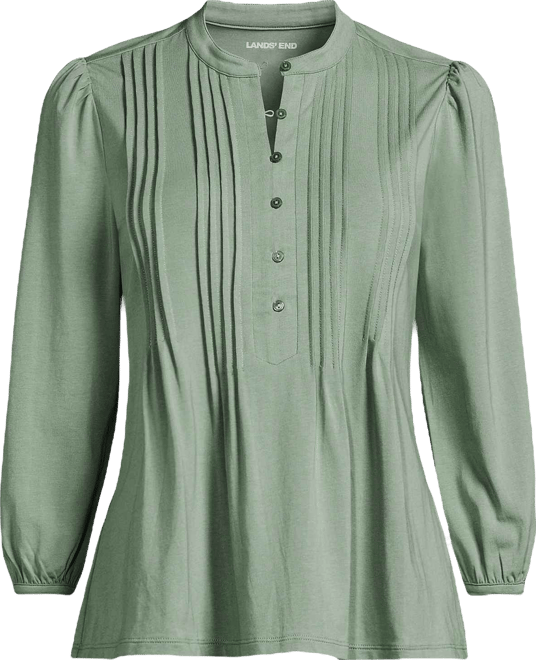 Women's Tall Lightweight Jersey Button Pintuck Top