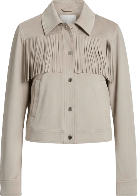 Women's Collared Fringe Suede Jacket