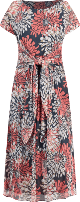 Women's Short-Sleeve Tie-Front Midi Dress