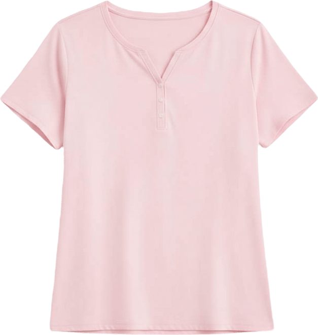 Plus Size Short-Sleeve Henley Top, Exclusively at Macy's