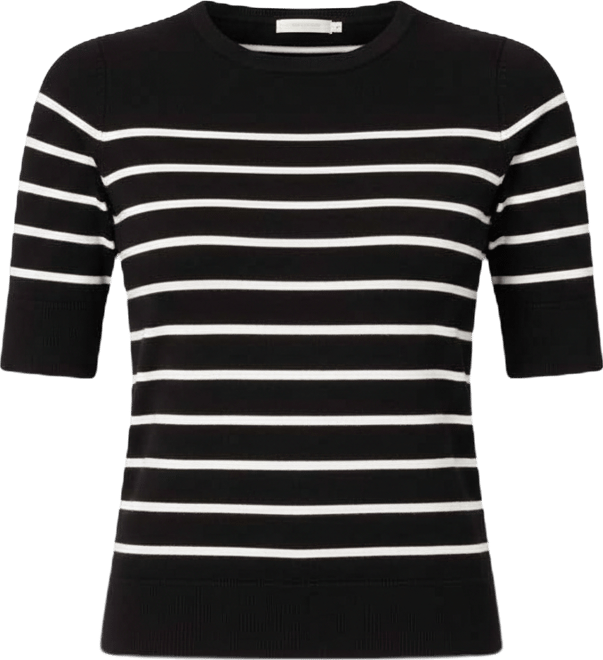 Women's Striped Crew-Neck Elbow-Sleeve Sweater