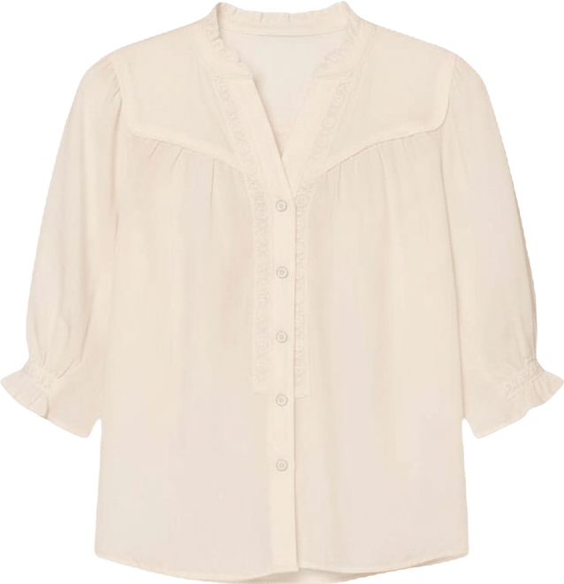 Petite Below Elbow Button-Down Top
