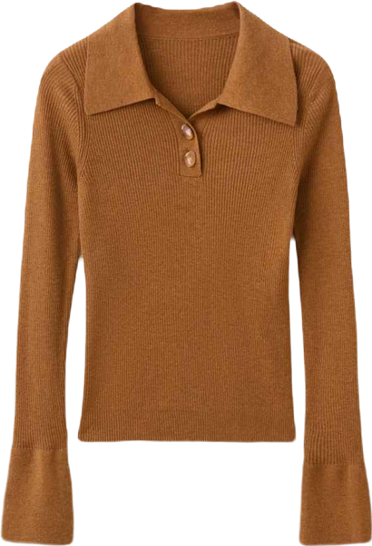 Women's Polo-Neck Ribbed Sweater