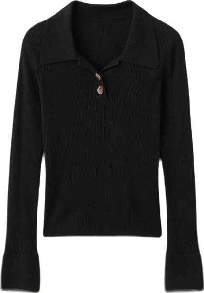 Women's Polo-Neck Ribbed Sweater