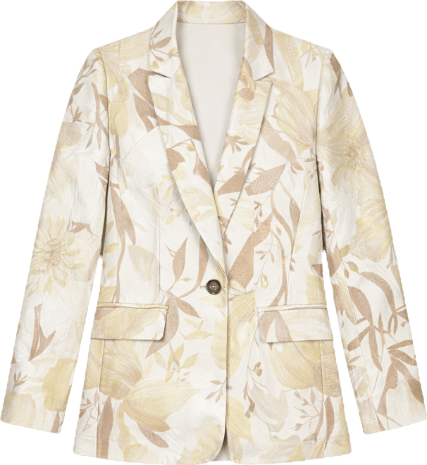 Women's Jacquard Peak-Lapel One-Button Jacket