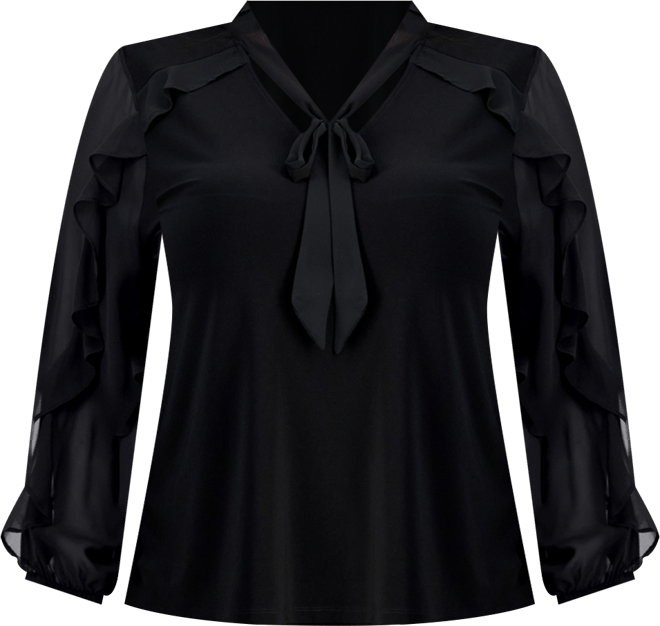 Plus Size Ruffle-Sleeve Tie-Neck Blouse