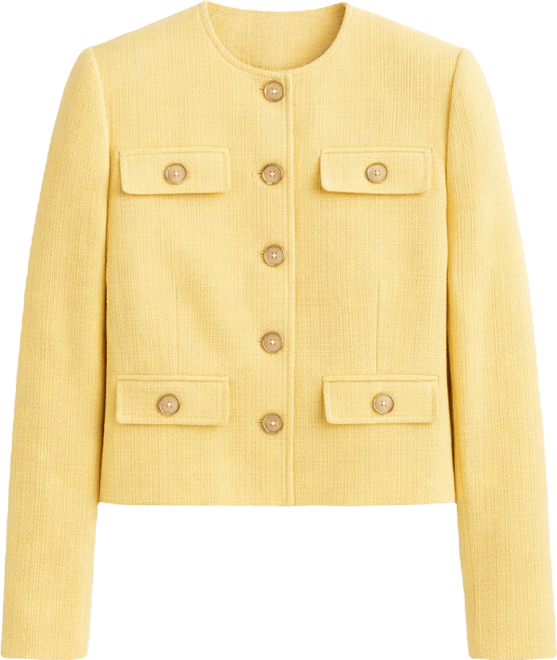 Women's Four Button Jewel Neck Tweed Jacket