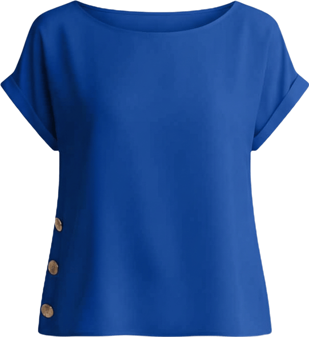 Women's Short-Sleeve Button Detail Blouse