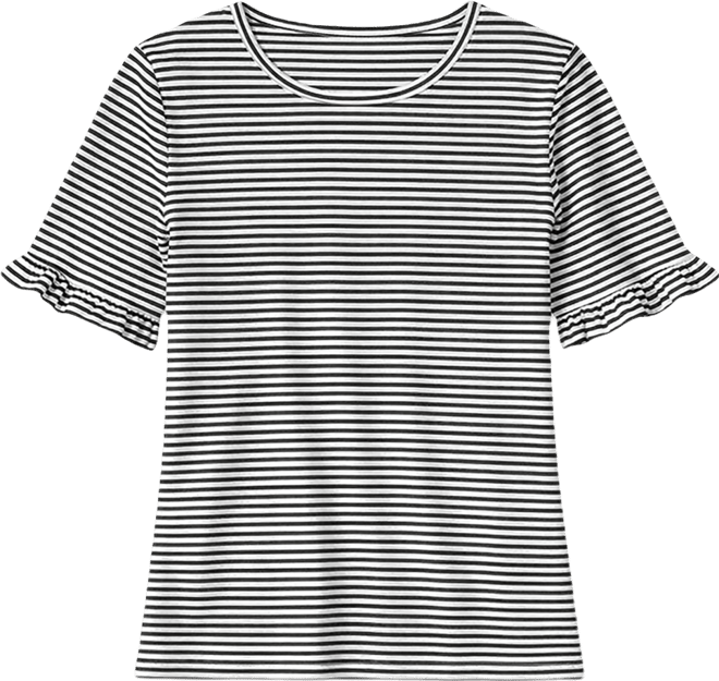 Women's Ruffle Elbow Sleeve Crew Neck Top