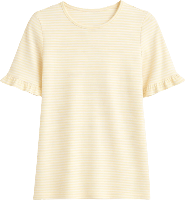 Women's Ruffle Elbow Sleeve Crew Neck Top