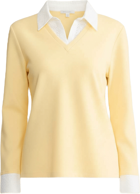 Women's Long-Sleeve Knit Twofer Top