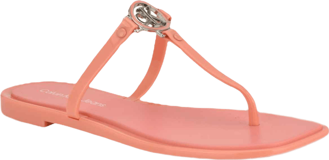 Women's Ellye Logo T-Strap Flat Slip-On Sandals