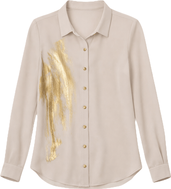 Petite Brush Stroke Button-Down Blouse