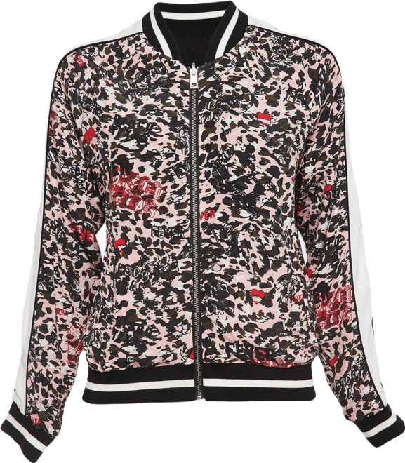 Women's Pink/black Printed Crepe Reversible Billy Leo Jacket