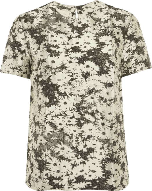 Women's Monochrome Floral Jacquard Blouse