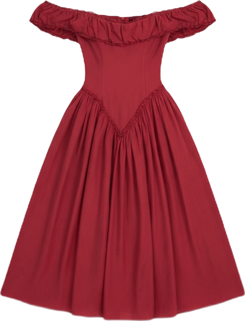Women's Xavy Crimson Off-Shoulder Corset Midi Dress