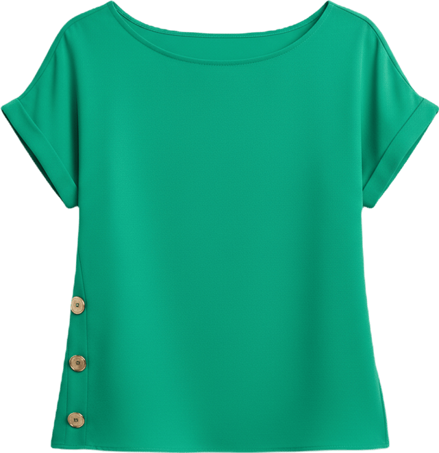 Women's Short-Sleeve Button Detail Blouse