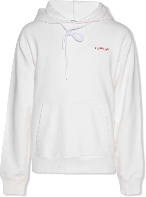 Men's White Logo Embroidered Jersey Hoodie Jacket