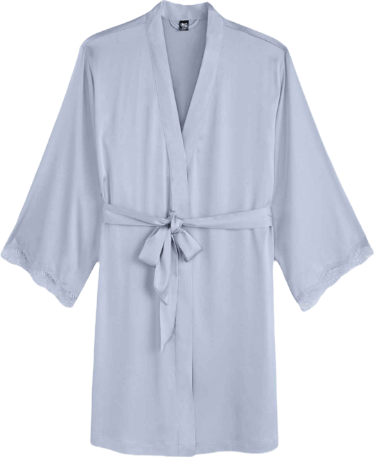 Women's Lace-Trim Stretch Satin Robe, Created for Macy's