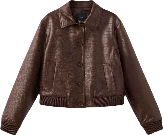 Women's Croc-Effect Bomber Jacket